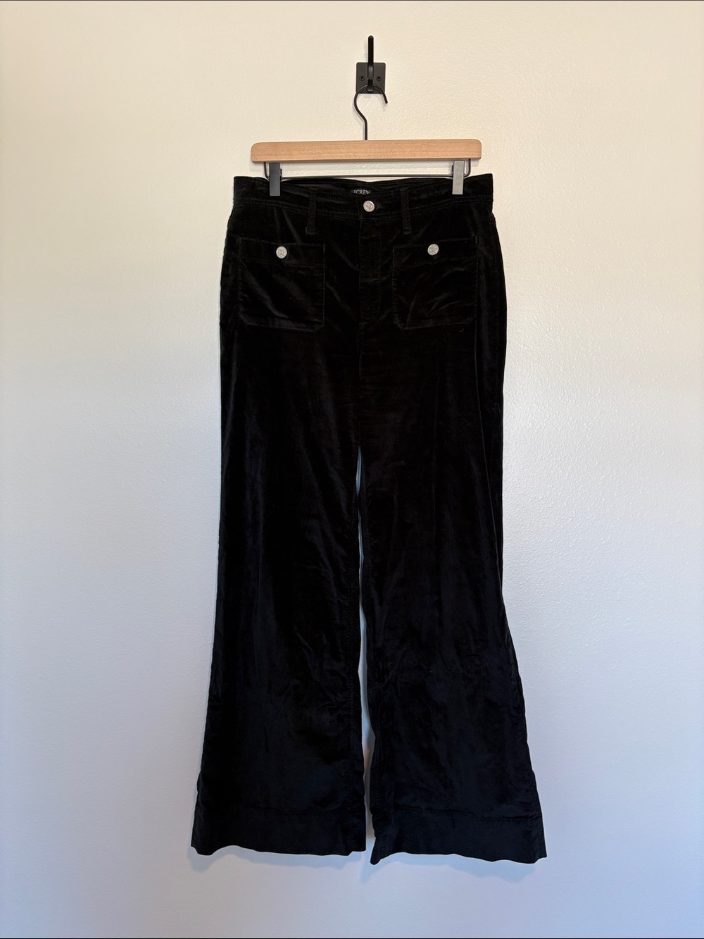 J. Crew Sailor Velvet High Rise Relaxed Wide Leg Trouser Pant Preppy Black 29 - Picture 4 of 10